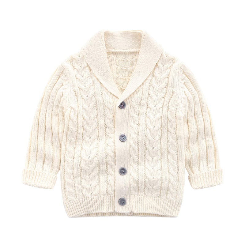 Feidoog Infant Baby Boys Cardigan Crochet Sweater V-Neckï¼ŒToddler Knit Button up Knitted Pattern Pullover Sweatshirt,Beige,6-12M - Image 1